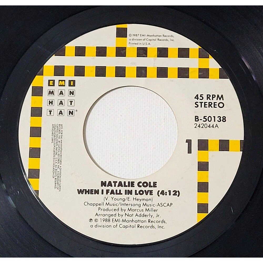Natalie Cole ‎– When I Fall In Love / Pink Cadillac - EMI Manhattan 45 RPM '88